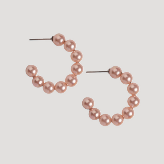 Belle Pearl Hoop Örhänge Rosa - Rosa