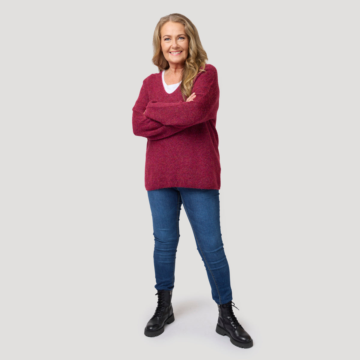 Maggie tröja - Vinröd
