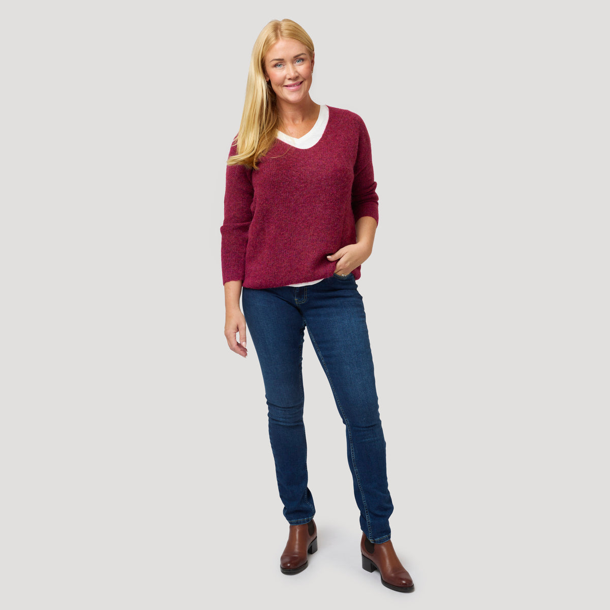 Maggie tröja - Vinröd