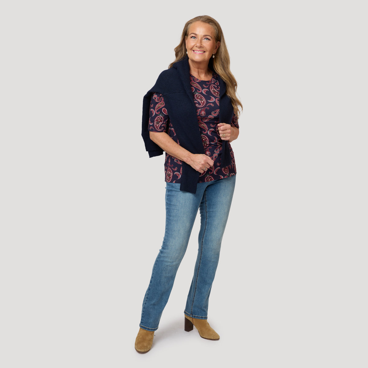 Linda-toppi - Tummansininen paisley-kuvio