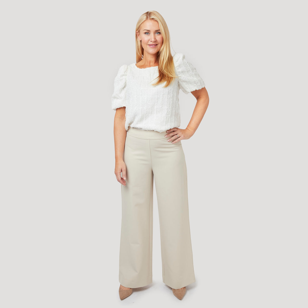 Callie leveät housut - vaaleanbeige